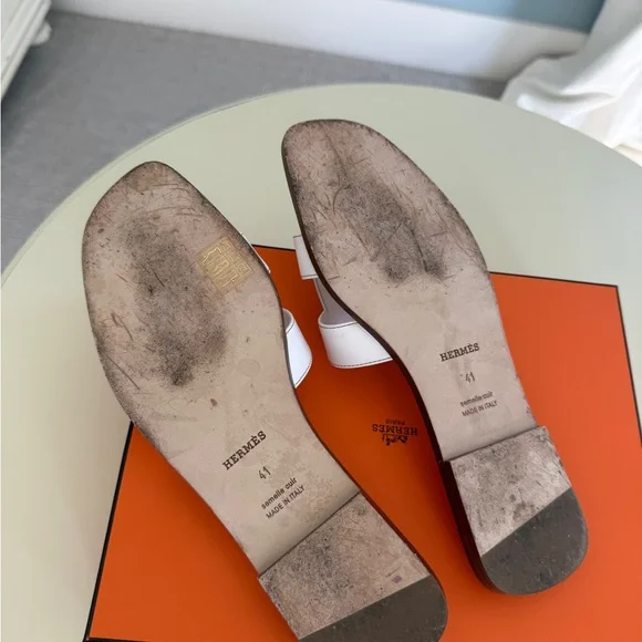 Hermes White Leather Sandals - Picture 3 of 4